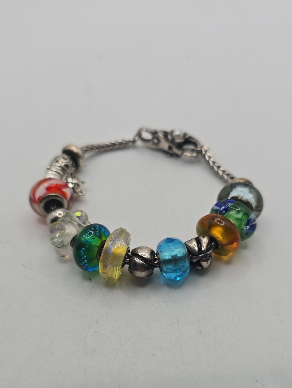 Trollbeads Sterling Silver Multicolor Glass Bead Charm Bracelet